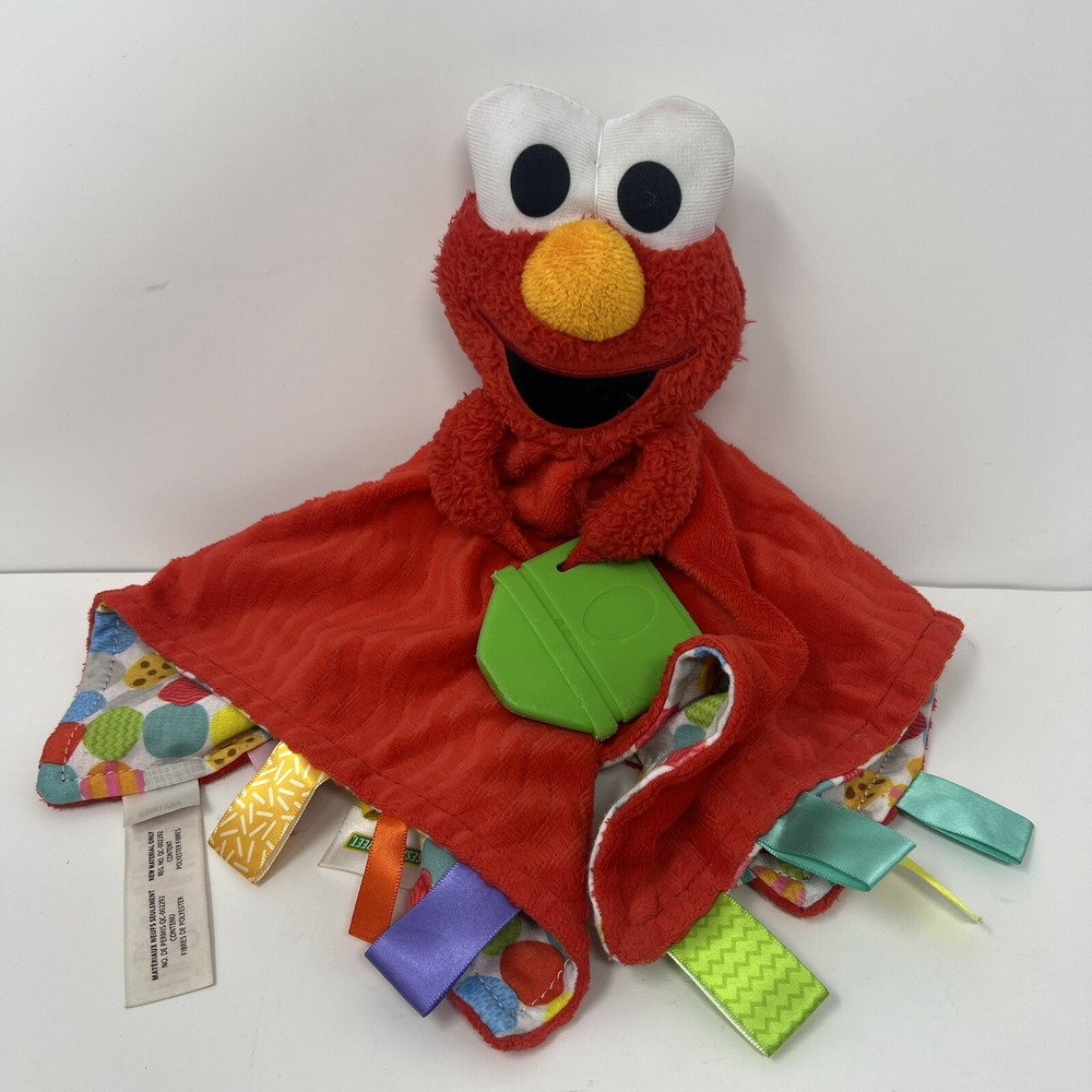 Bright Starts Security Blanket 13in Red Elmo Taggies Teether Sensory Toy